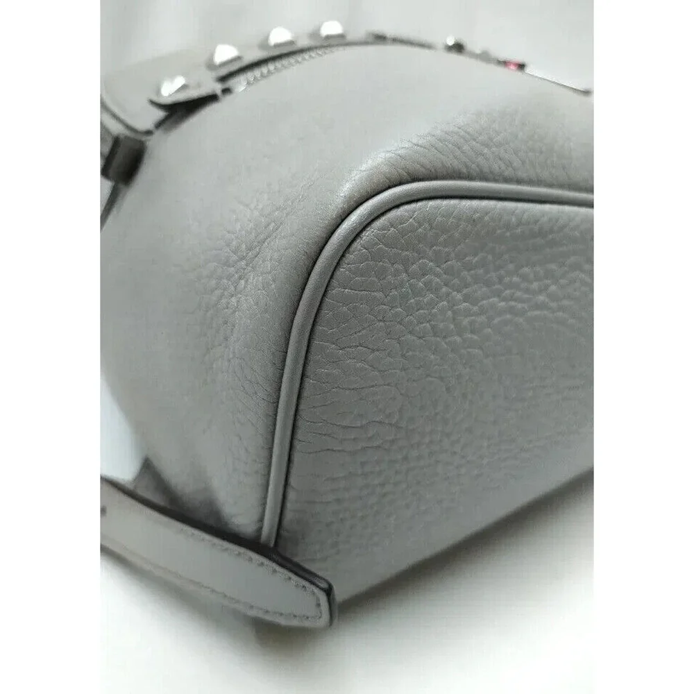 Michael Kors Kenly Pear Gray Pebbled Leather Studded Zip Pocket Backpack - $368
